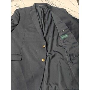 LRL Ralph Lauren 52L Navy Wool Blazer Sport Coat 2 Gold Button Classic Style